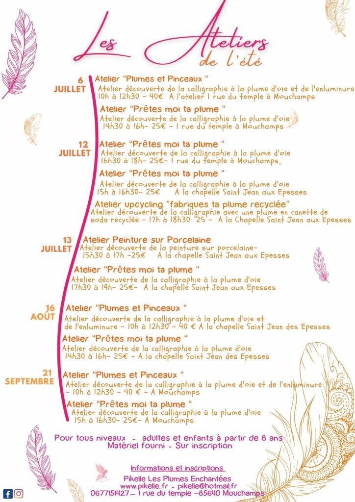 programme des ateliers été 2025