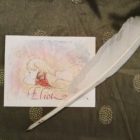 impression d'art sur papier recyclé personnalisée à la plume d'oie