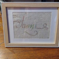 Prénom calligraphié à la plume d'oie sur papier fait main calligraphy of first nane