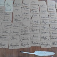 marque-place calligraphiée à la plume d'oie weddind place card