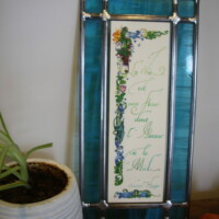 cadre en vitrail, impression d'art calligraphie à la plume d'oie