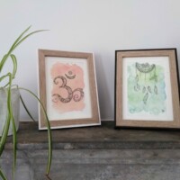 peinture aquarelle Aum et capteur de rêve peinture aquarelle Aum et dreamcatcher