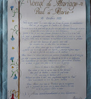 exemple de voeux de mariage calligraphié à la plume d'oie Commande personnalisée