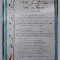 exemple de voeux de mariage calligraphié à la plume d'oie Commande personnalisée