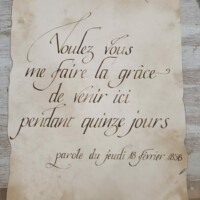 Commande calligraphié à la plume d'oie commande sur mesure