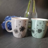 tasses personnalisées à la main à la peinture porcelaine