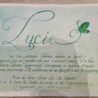 Tableau personnalisé Prénom Lucie calligraphié à la plume d'oie prénom calligraphié