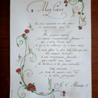 Calligraphie d'un texte à la plume d'oie et enluminé Commande sur mesure