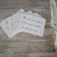 Carte de remerciement calligraphié à la plume d'oie texte caligrafié